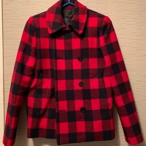 J. Crew Buffalo Check Wool Coat SZ 2 NWOT